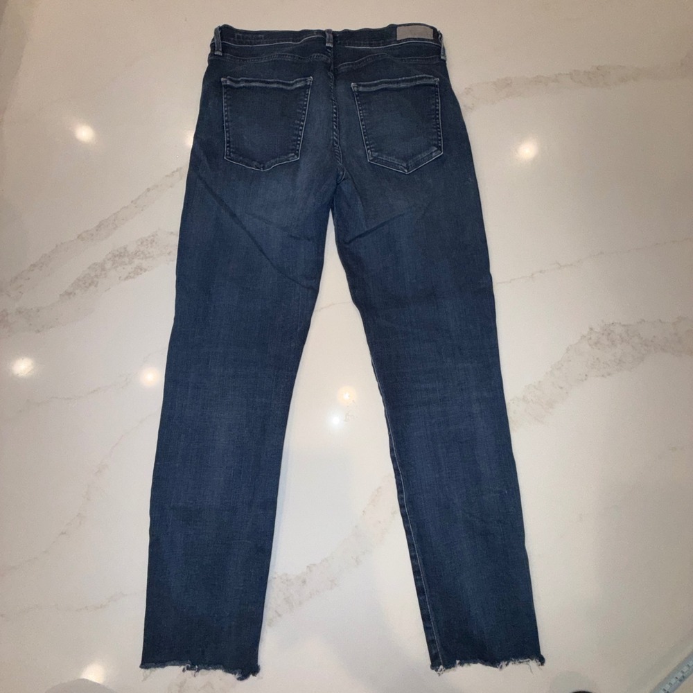 AGOLDE Sophie Crop High Rise Skinny Jeans Dark Wash Raw Hem Size 31 - Picture 4 of 6